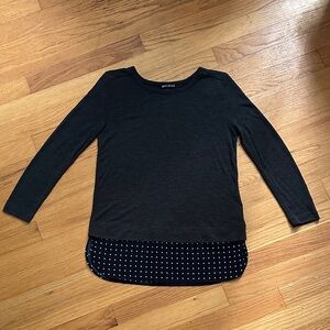 J.Crew Mercantile 3/4 Sleeve Top with Polka Dot Hem